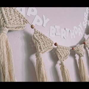 7 flag macrame hanging banner decor